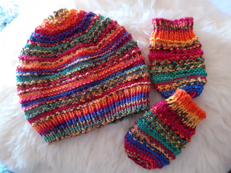 Toddler Beanie hat and mittens