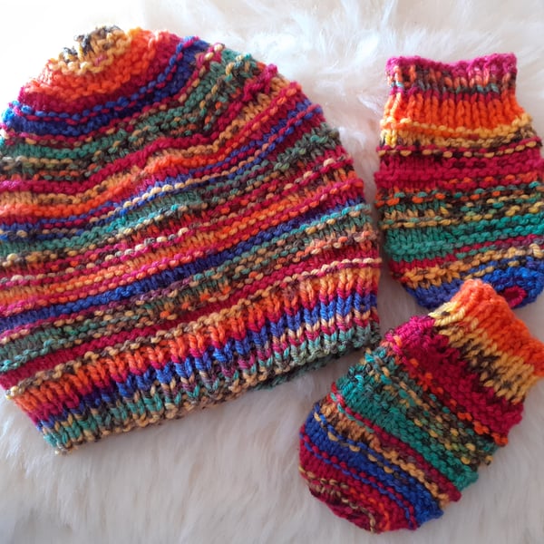 Toddler Beanie hat and mittens - Folksy