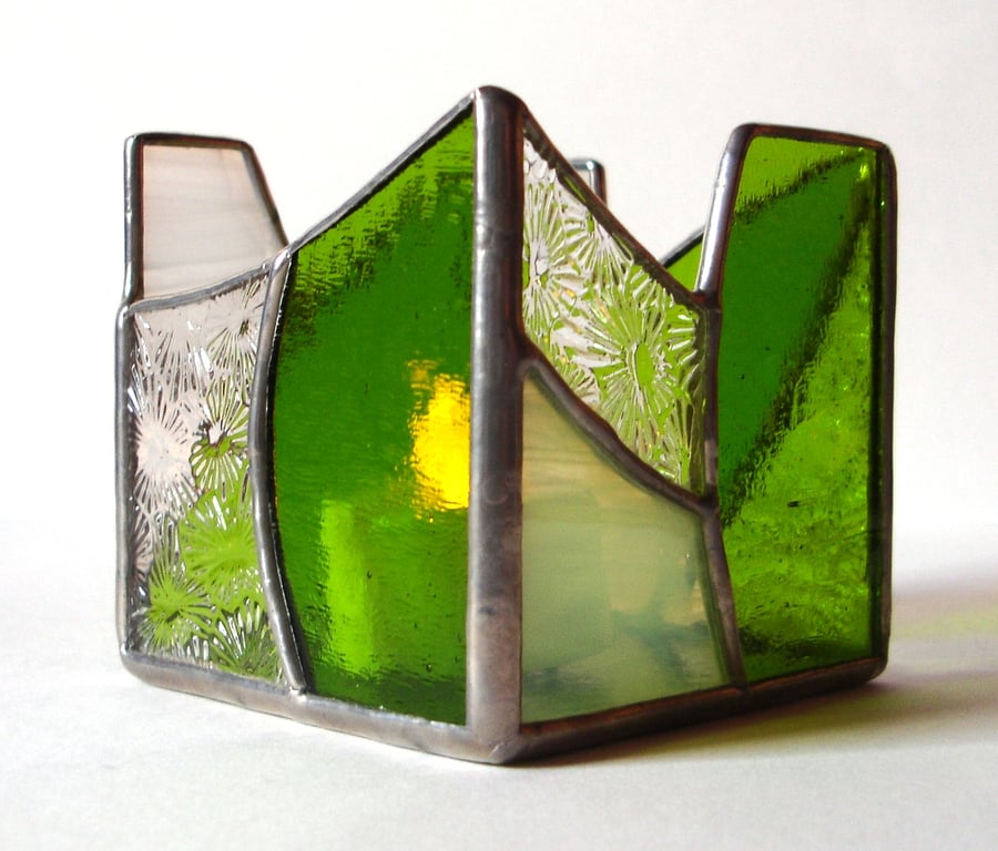STAINED GLASS TEA LIGHT CANDLE HOLDER