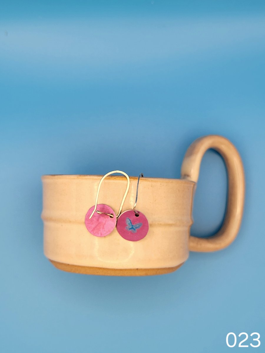 Handmade Aluminium and Silver Reversible Earrings - 023