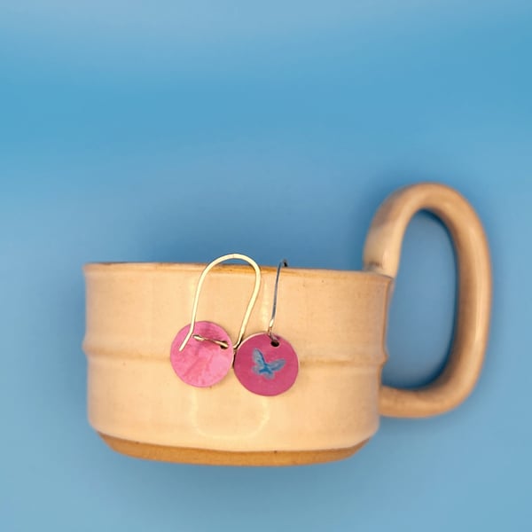 Handmade Aluminium and Silver Reversible Earrings - 023