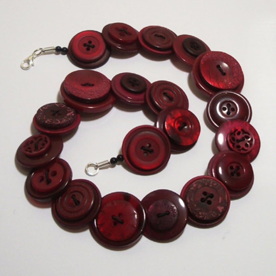 Cherry coloured button necklace