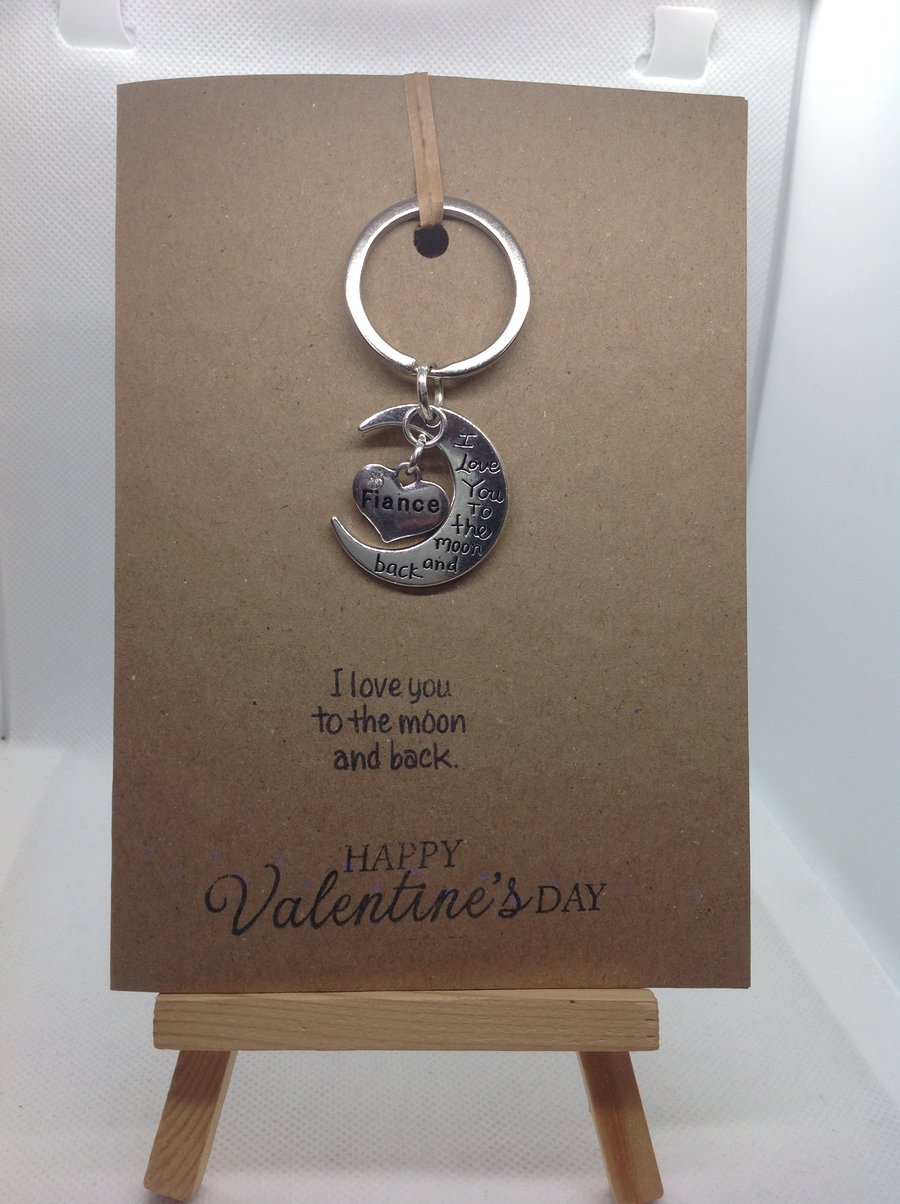 Valentine's Keyring, hand made, attached to a hand stamped greetings card.