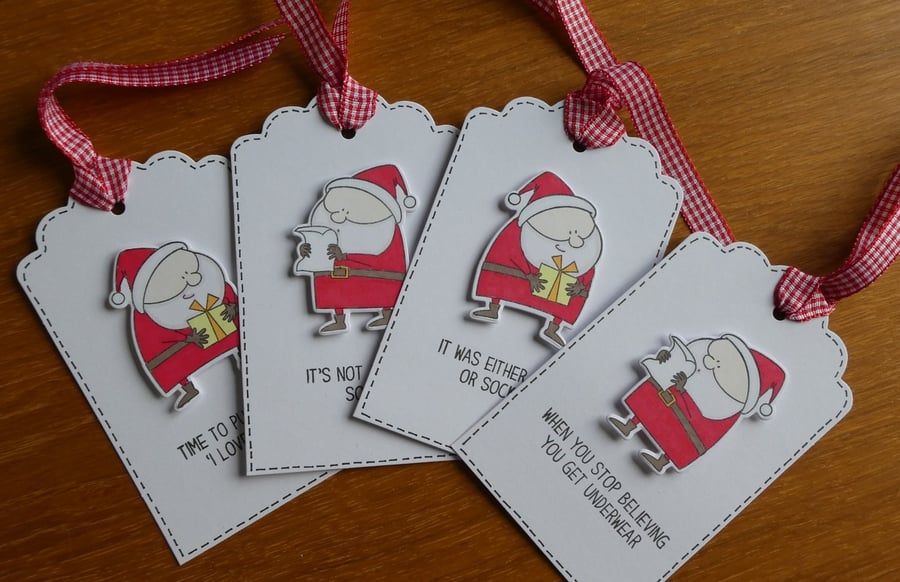 Santa Gift Tags - White