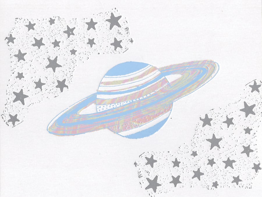 Saturn and Stars - Greetings Card