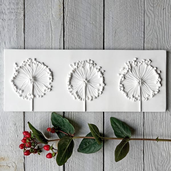 Three Alliums Plaster Cast Wall Plaque