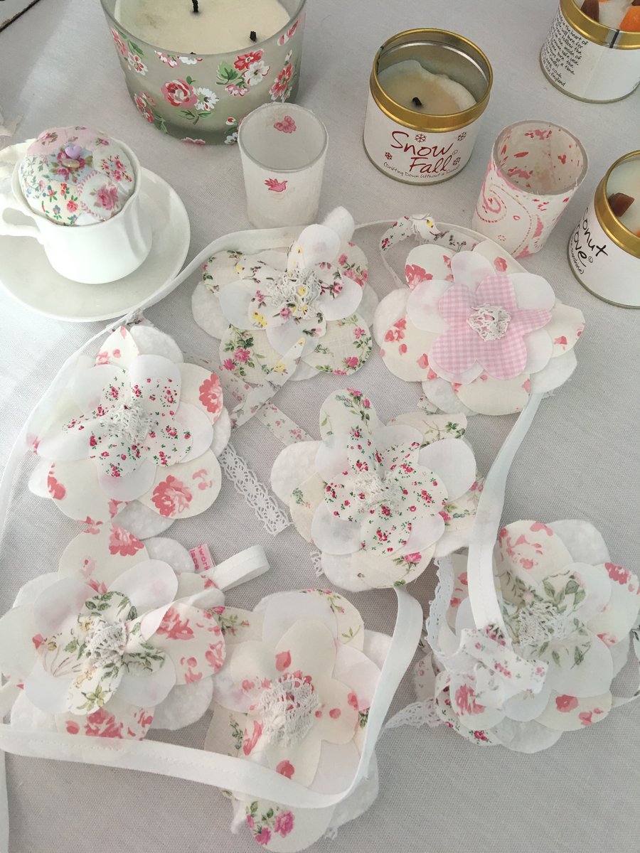 Shabby chic cotton Flower bunting