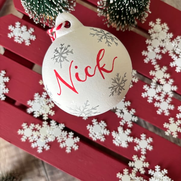 Personalised Ceramic Christmas Bauble, Christmas Tree Decoration 