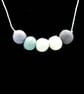 Felted bead necklace in grey, green and cream wool - Image 2