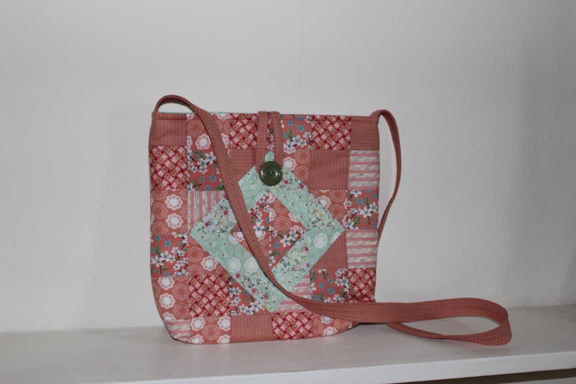 Coral pink cross body bag