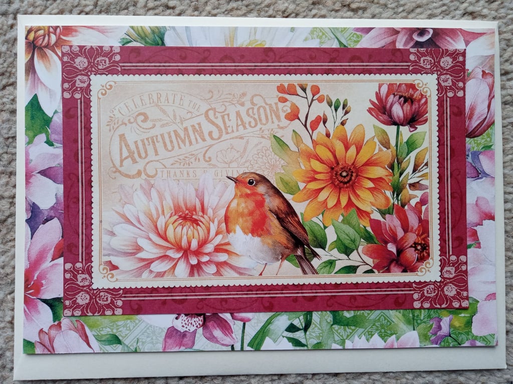 Vintage-style Robin Card - Blank greeting card 