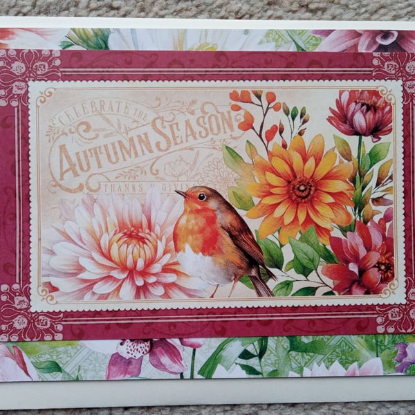 Vintage-style Robin Card - Blank greeting card 