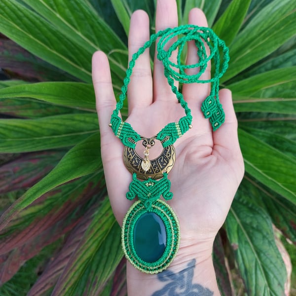 Green Onyx Macrame Necklace 