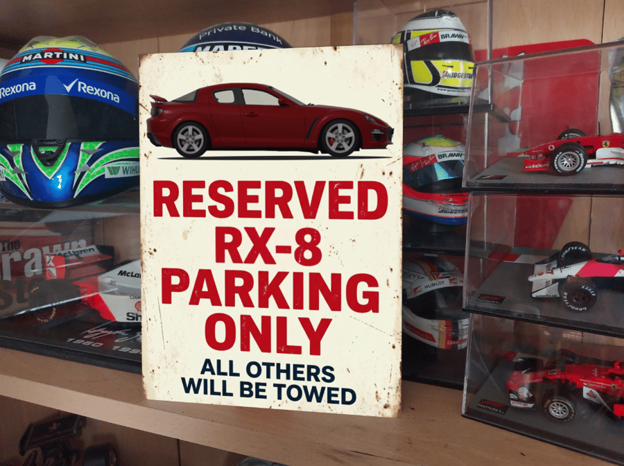 Mazda RX8 Reserved Parking Metal Sign Plaque Garage Gift Wall Decor 