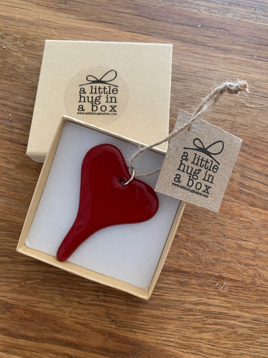 A little hug in a box red opaque heart gift