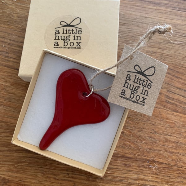 A little hug in a box red opaque heart gift