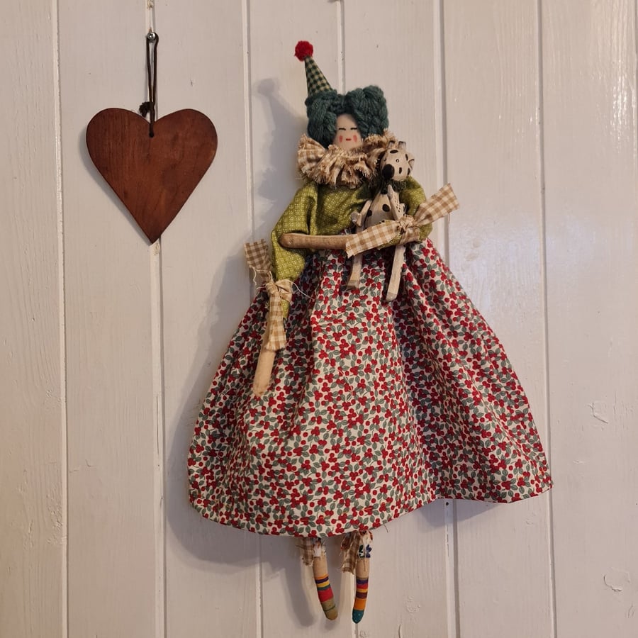 Lulu and Lambeth handmade primitive textile art doll