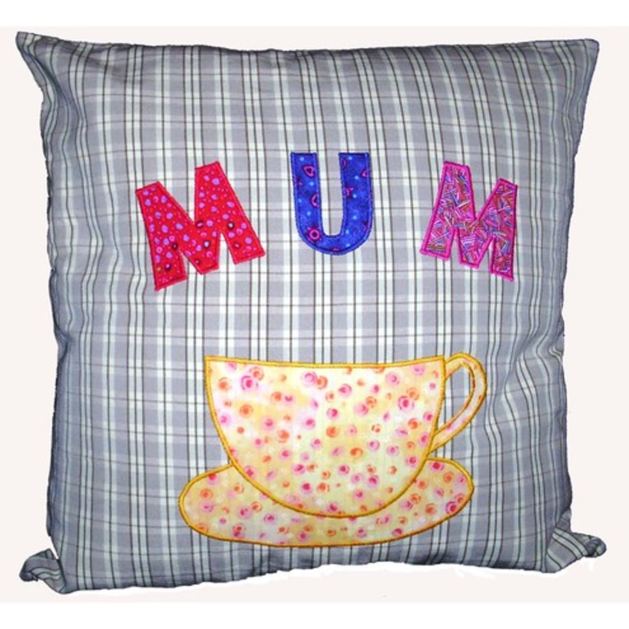 Appliqued  Mum cushion 