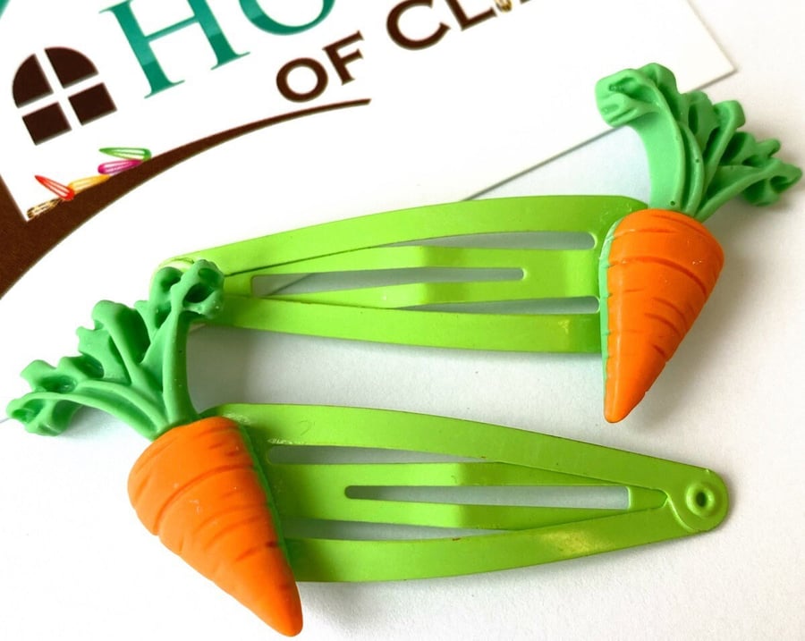 Carrot Hair Clips - Carrot Barrettes - Fun Hair Clips - Non Slip Hair Slides - O
