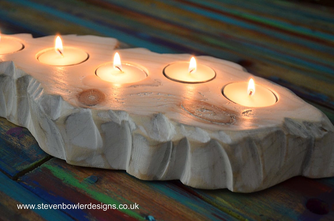 Driftwood Effect White Coastal Coastal Cottage Tealight Centrepiece