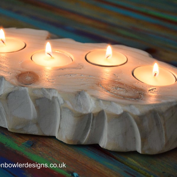Driftwood Effect White Coastal Coastal Cottage Tealight Centrepiece