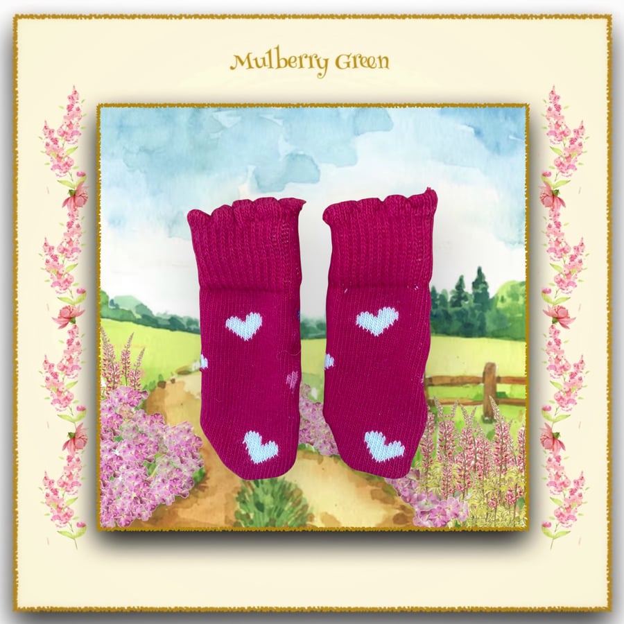 Raspberry Pink Heart Socks 