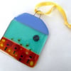 SALE fused glass poppy hanger