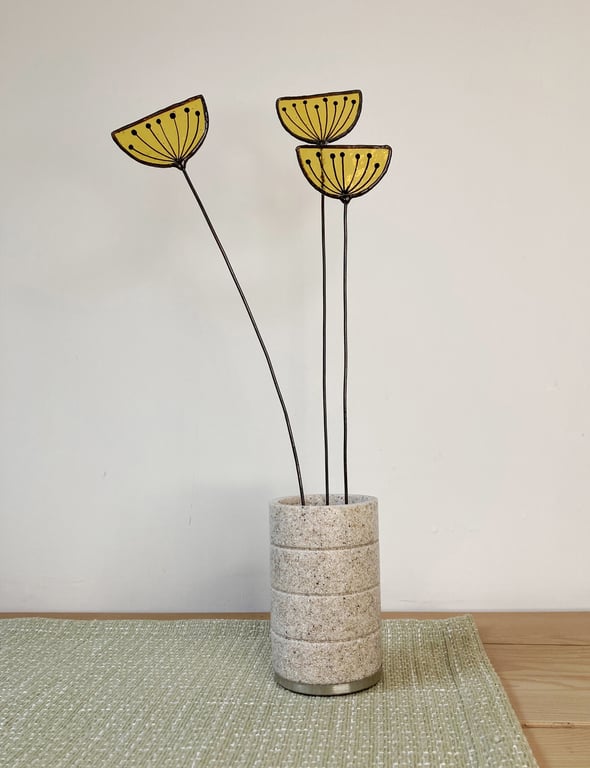 Stained Glass Achillea Wildflowers, Everlasting Handmade Wild Flower