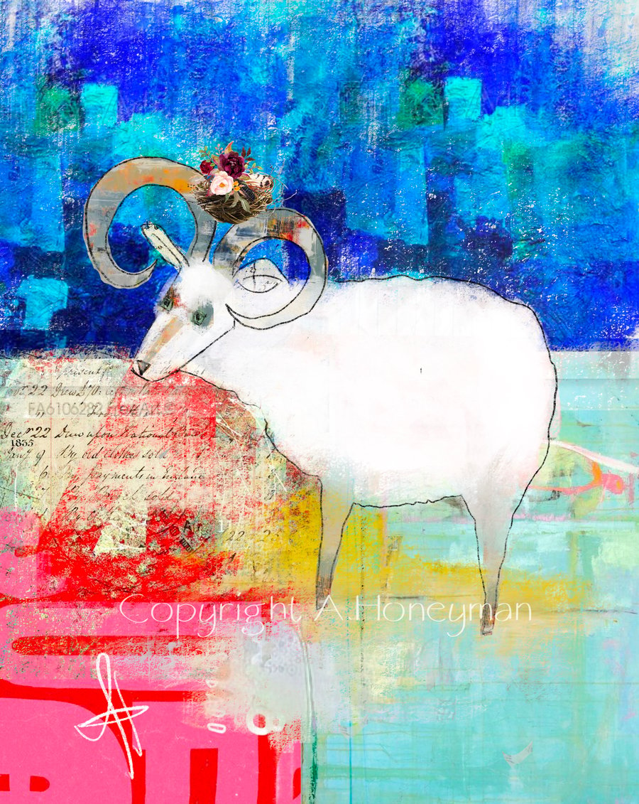 Goat Mixed Media Art Print