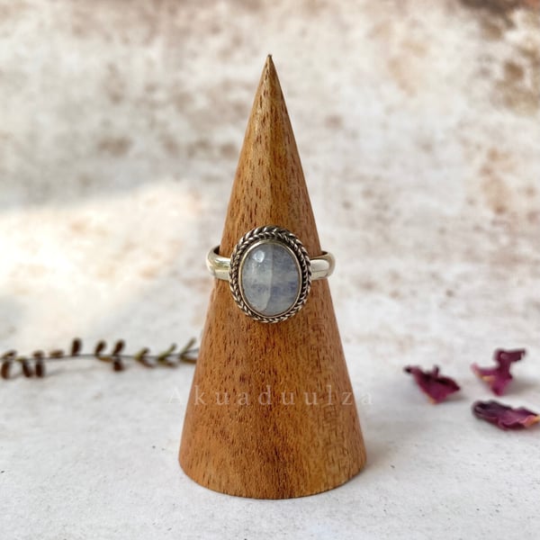  Rainbow Moonstone Ring, Hippie Boho, Handmade Ring, Gift for Her,