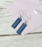 Small deep blue dangle earrings, lightweight colourful minimalist earrings - Image 4