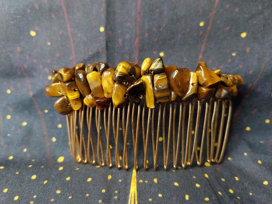 Tiger eye hair comb