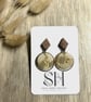 Handcrafted Marble Effect Polymer Clay Earrings with Gold Leaf & Walnut Stud - Image 4