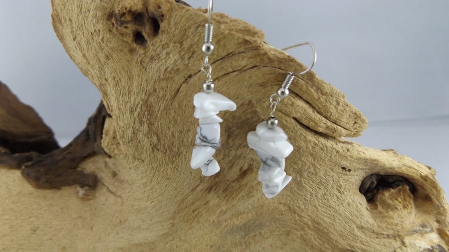 White Howlite dangle earrings