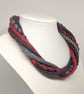 The Wrapped Twist: felted cord necklace, red and greys - Image 2