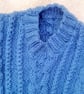 Blue Cabled Sleeveless Tank Top with Petrol Blue Edging, Birthday Gift for Child - Image 4