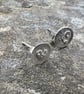 Eco Silver Textured Round Moon Stud Earrings - Image 4