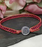 Pink spinel gemstone and orange leather bracelet, August birthstone  - Image 1