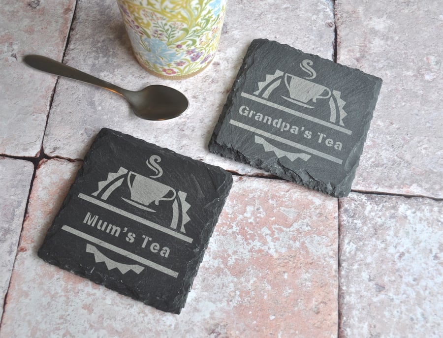 Personalised Tea Slate Coaster Gift