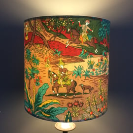 Eastern style Persian Wood with horses and hounds Vintage Fabric Lampshade