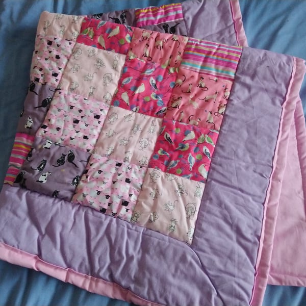 Pink and Purple Animal Patchwork Quilt