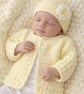 Baby Girl Cardigan and Hat, Handmade Heirloom Gift, Newborn  or 0 - 3 Months