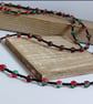 Fuchsia Pink and Green Two-Tone Crackle Bead Single Strand Necklace - Image 6