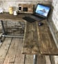 Corner Office Desk - Two Board, Custom Made Reclaimed Real Wood Tubes Pipes Pole - Image 4