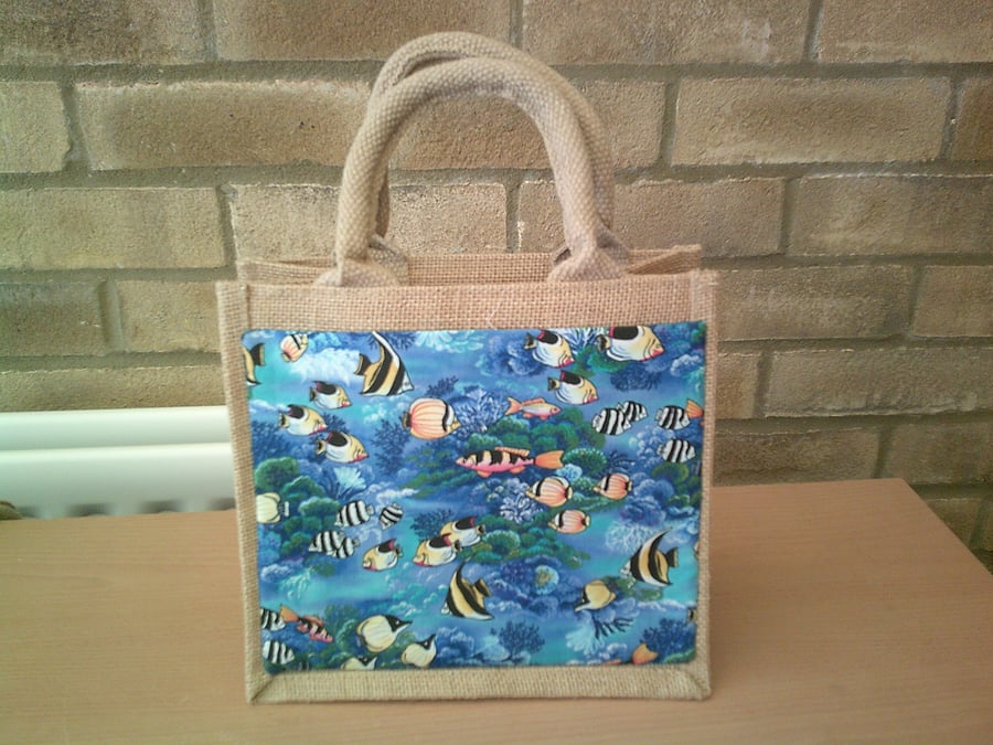 Tropical Fish Small Jute Bag
