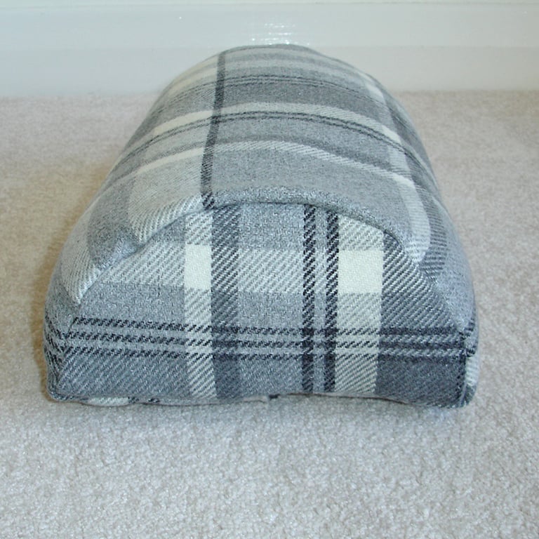 Half Moon Bolster Cushion Cover Semi Round Neck Roll Pillow Grey WoolFeel Tartan