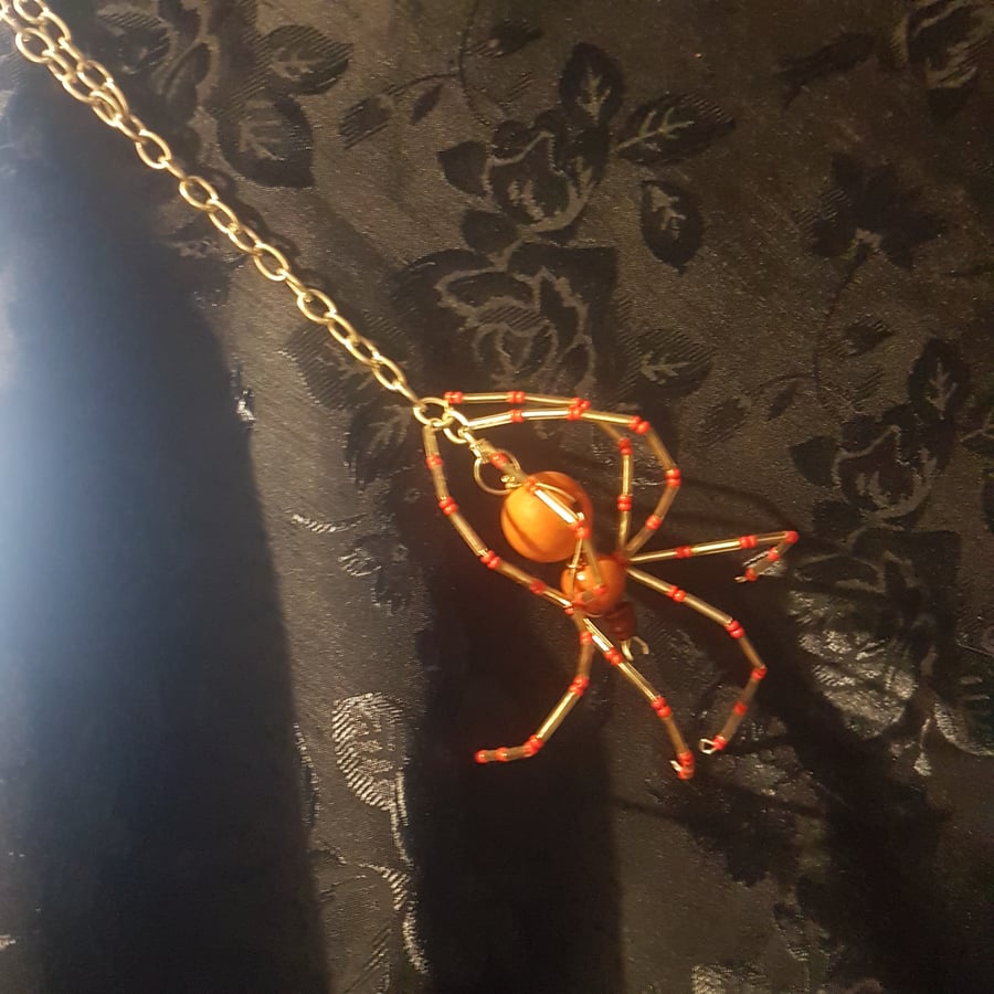 Slayersdreams Bespoke Silver Plated Web Hanging Beaded Spider Wire Sculpture 