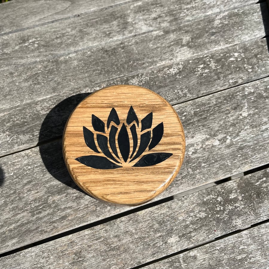 Lotus Flower Oak Jewellery - Trinket Box (WB9)