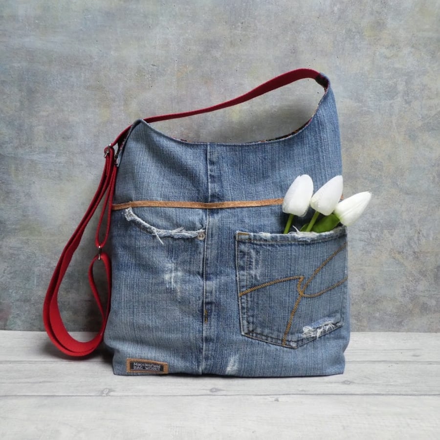 Upcycled Denim Bucket Bag