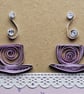 Quilled Tea Cups Square Blank Card 5 " x 5" Handmade ans Unique - Image 3